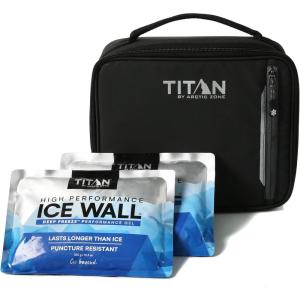 image:imageTitan by Arctic Zone Fridge Cold Lunch Box with 2 Gel Ice Packs Small Insulated Cooler Bag with Leak Proof Lining for School and Work Cotton CandyBlack Ice