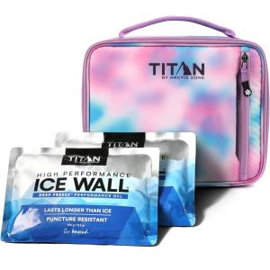 image:imageTitan by Arctic Zone Fridge Cold Lunch Box with 2 Gel Ice Packs Small Insulated Cooler Bag with Leak Proof Lining for School and Work Cotton CandyCotton Candy