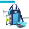 image:imageArctic Zone Chrome Lunch Box Combo for Kids with Gel Ice Pack and Sandwich Container Insulated Bag for Travel Lunch MidnightTrue Blue