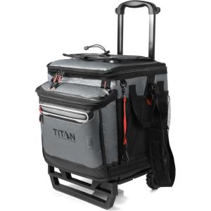 image:imageTitan by Arctic Zone Collapsible Wheeled Soft Sided Cooler with Detachable Rolling AT Cart Insulated Bag with Leak Proof Lining for Travel Beach Picnic 60 Can CapacitySharkskin Grey