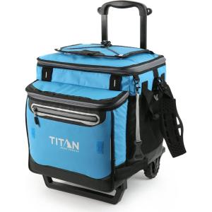 image:imageTitan by Arctic Zone Collapsible Wheeled Soft Sided Cooler with Detachable Rolling AT Cart Insulated Bag with Leak Proof Lining for Travel Beach Picnic 60 Can CapacityProcess Blue