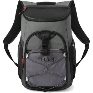 image:imageTitan by Arctic Zone Backpack Cooler Insulated Soft Sided Bag with Leak Proof Lining and Padded Straps for Lunch Picnic and Travel 24 Can CapacitySharkskin Gray