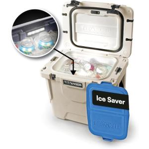 image:imageTitan PRO High Performance Ice Chest  55 Quart Capacity  Hard Cooler with Interior LED Light Dry Bin Ice Saver Performance Booster and Microban Protection  Arctic WhiteDriftwood Tan