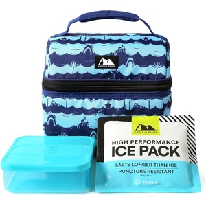 image:imageArctic Zone Kids Lunch Box Combo with Gel Ice Pack and Sandwich Container 2 Compartment Insulated Bucket for Travel Lunch Space OdysseyDeep Shark